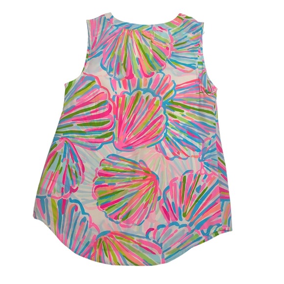 Lilly Pulitzer Tops - Lilly Pulitzer Elsa Silk Top Womens S Pink Blue Seashell Print Sleeveless‎
